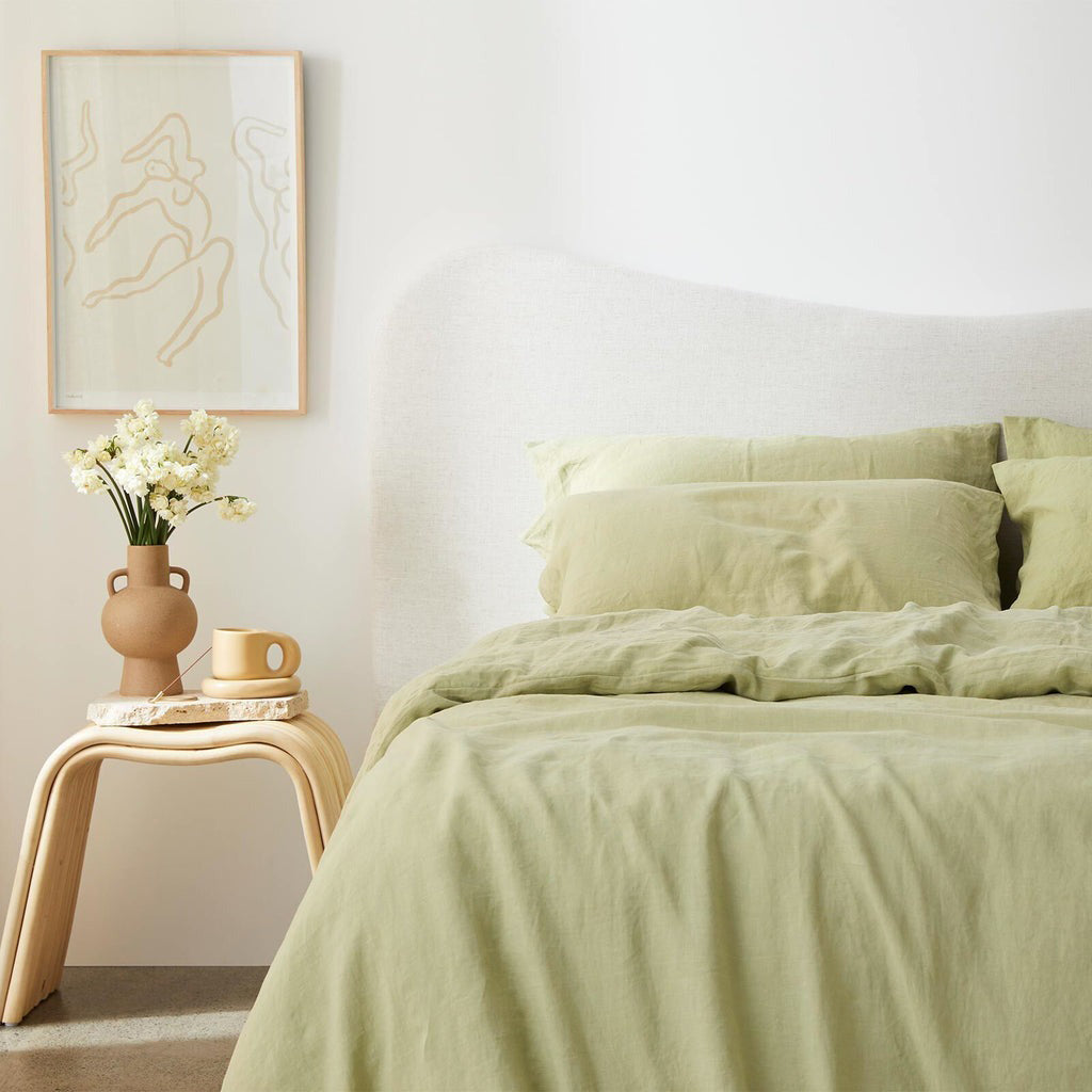 French Flax Linen Quilt Cover in Matcha