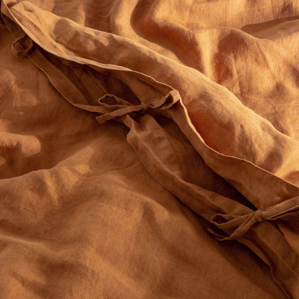 French Flax Linen Quilt Cover in Ochre