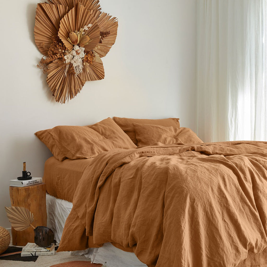 French Flax Linen Quilt Cover in Sandalwood