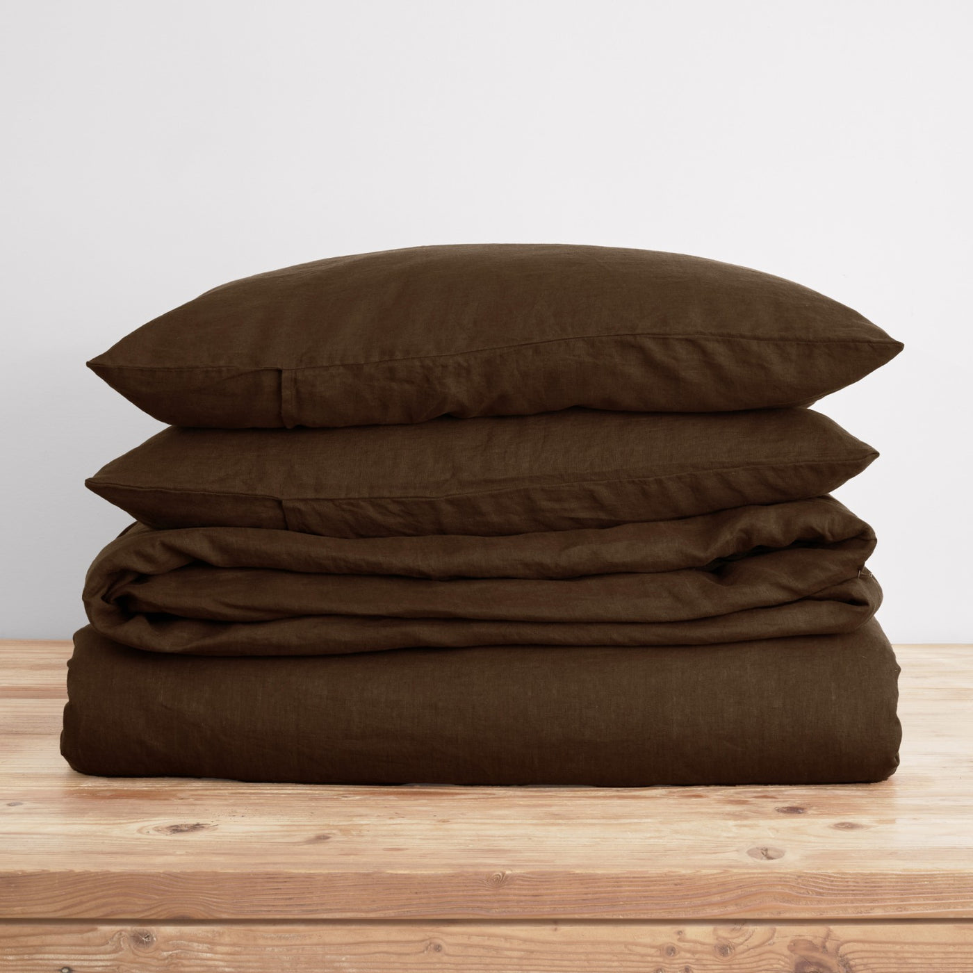 French Flax Linen Quilt Cover Set in Chocolate