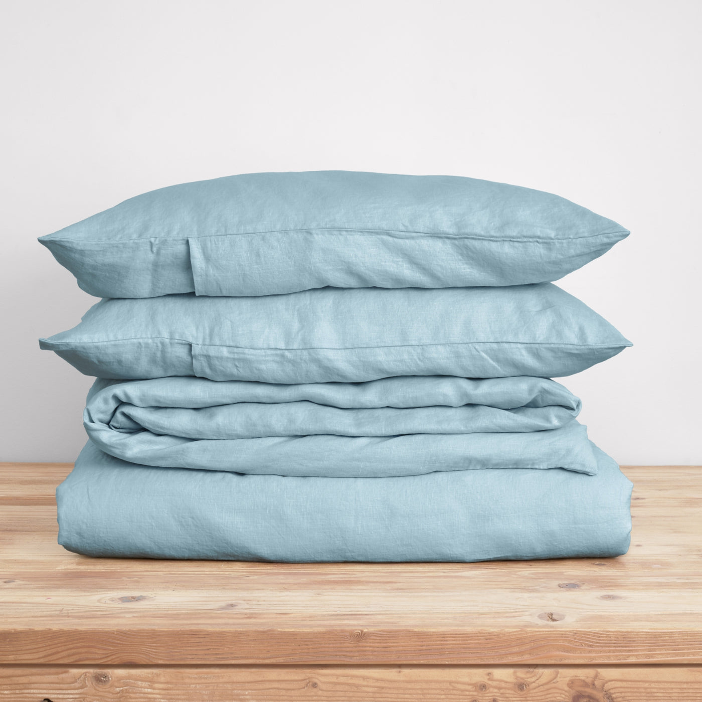 French Flax Linen Quilt Cover Set in Sky Blue