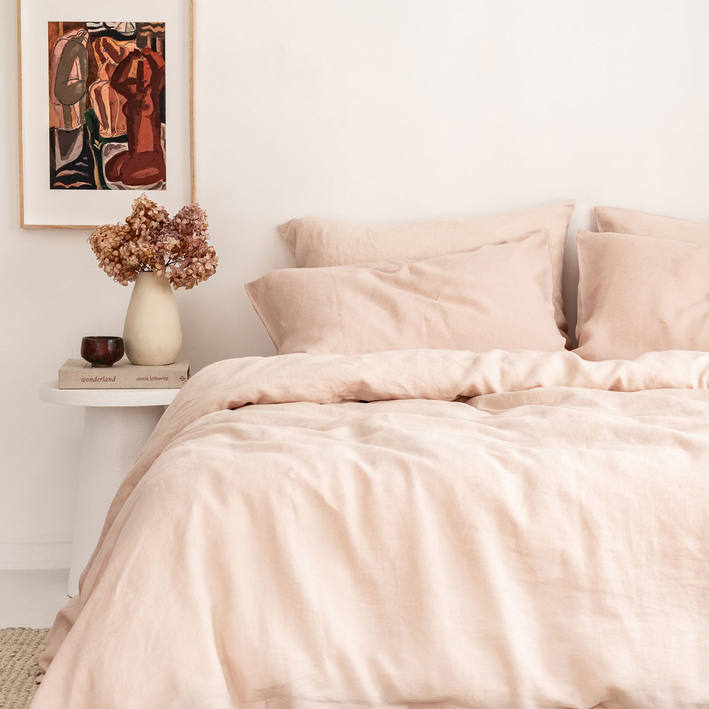 French Flax Linen Quilt Cover Set in Blush