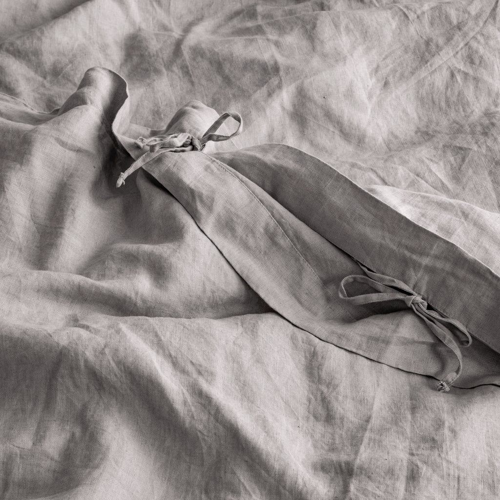 French Flax Linen Quilt Cover in Soft Grey
