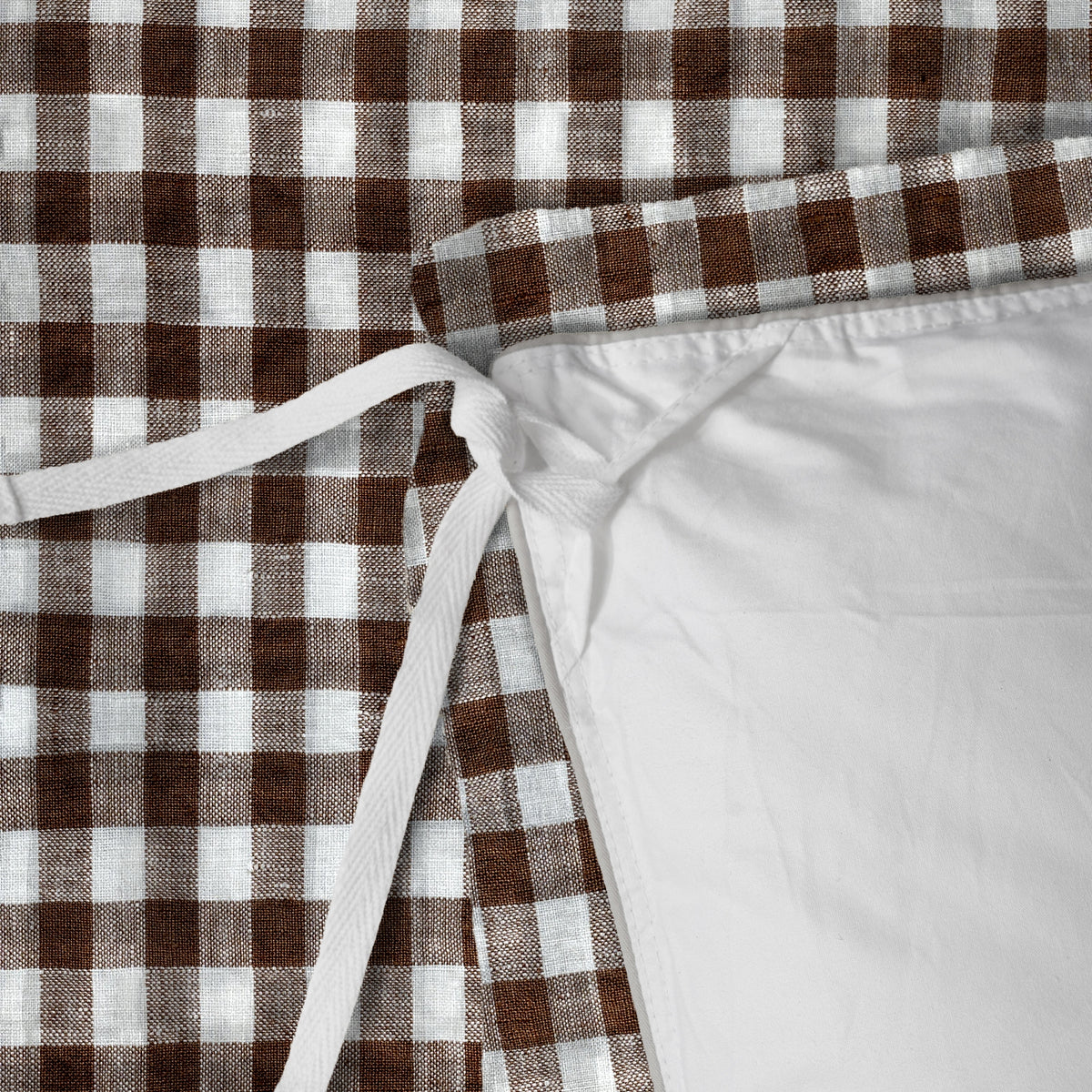 French Flax Linen Reversible Quilt Cover in Chocolate/Chocolate Gingham
