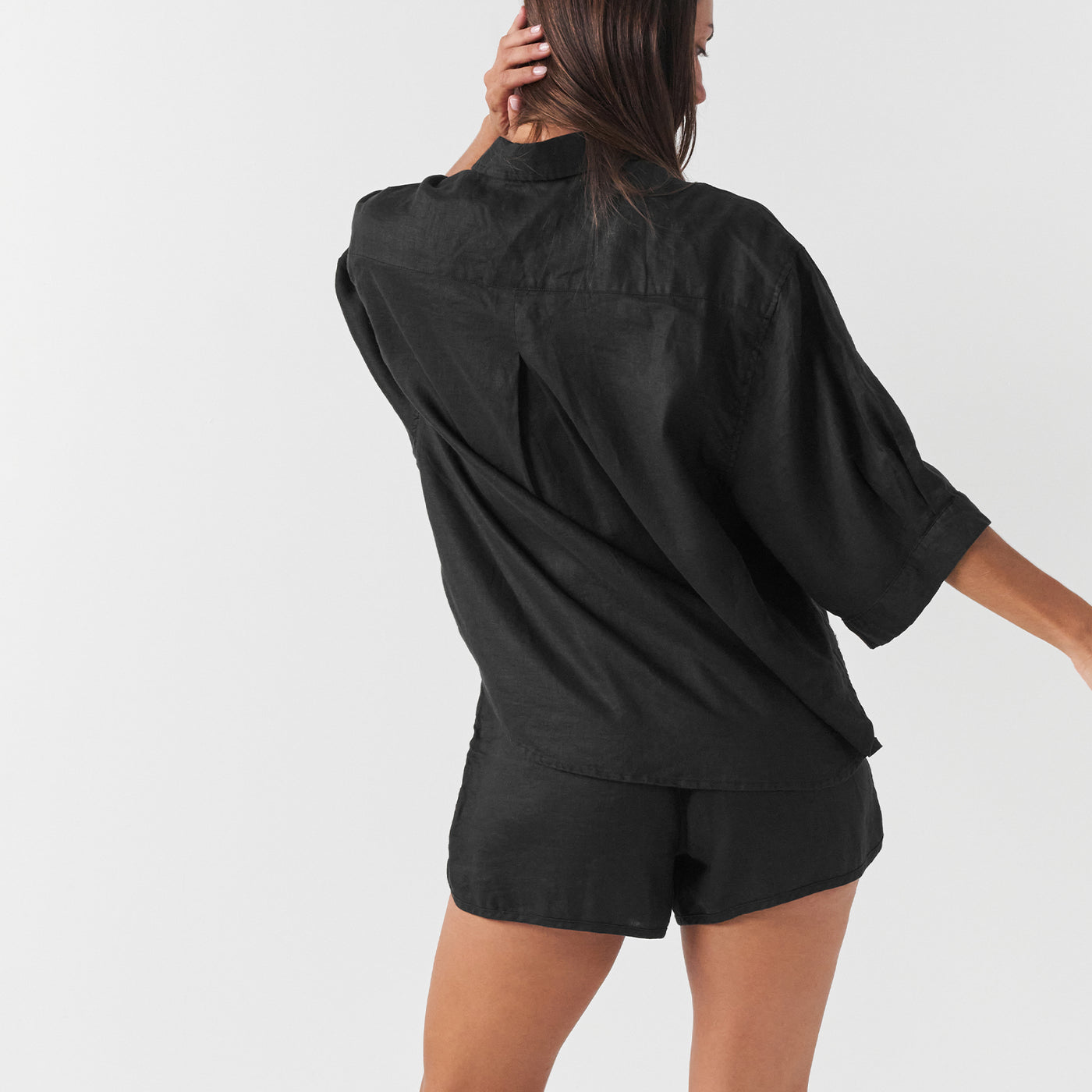 French Flax Linen Relaxed Short in Black