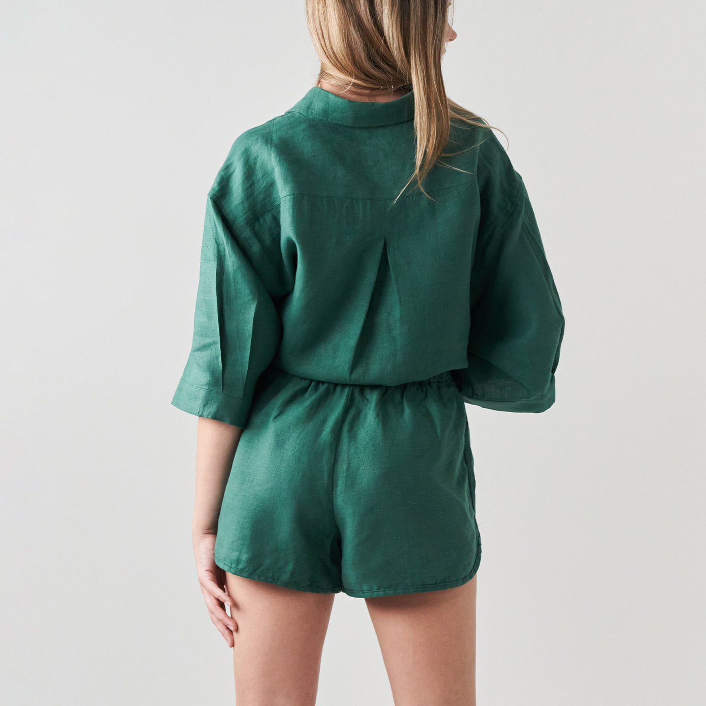 French Flax Linen Relaxed Short in Jade