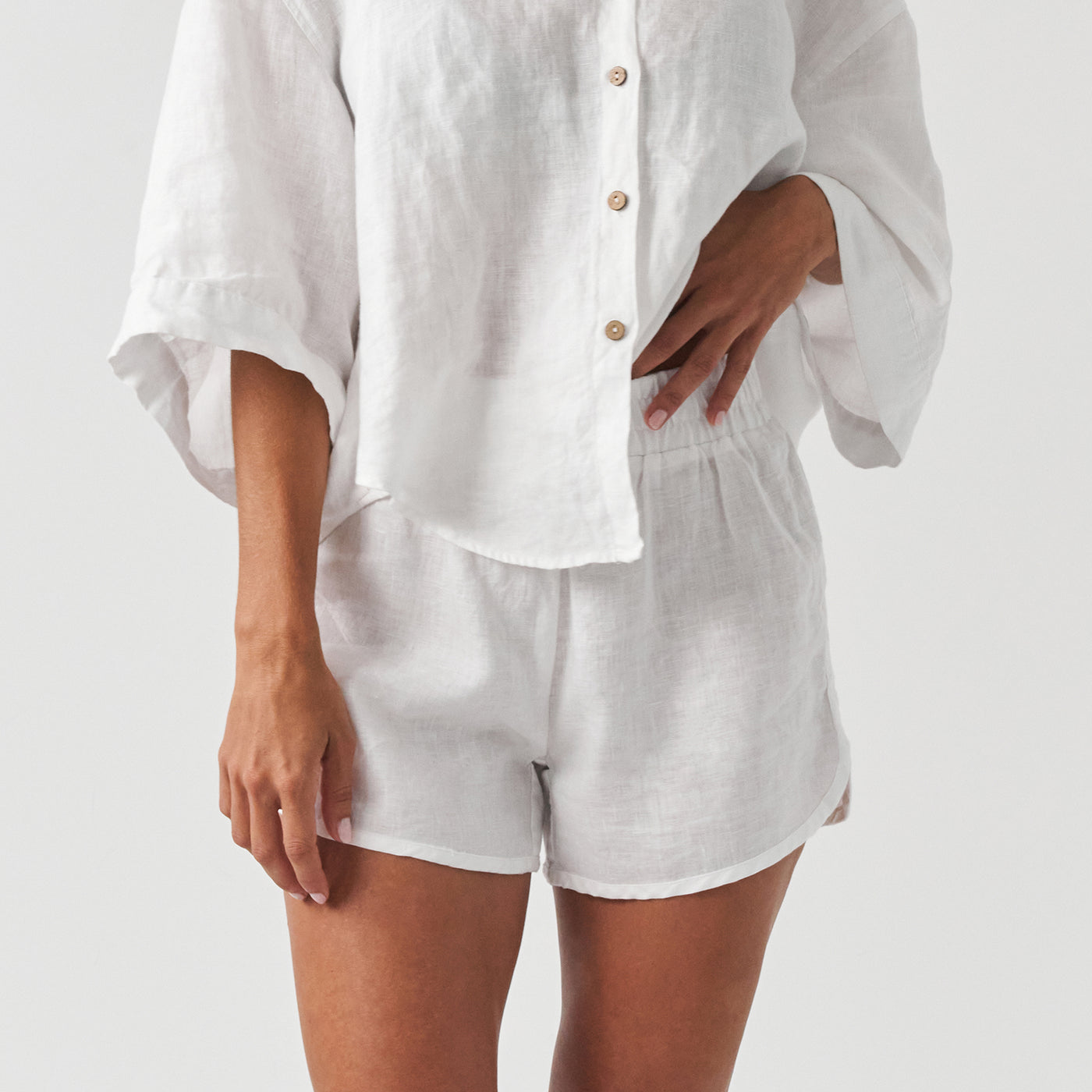 French Flax Linen Relaxed Short in White