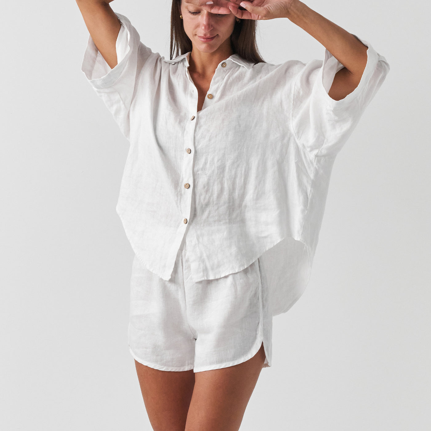 French Flax Linen Relaxed Short in White