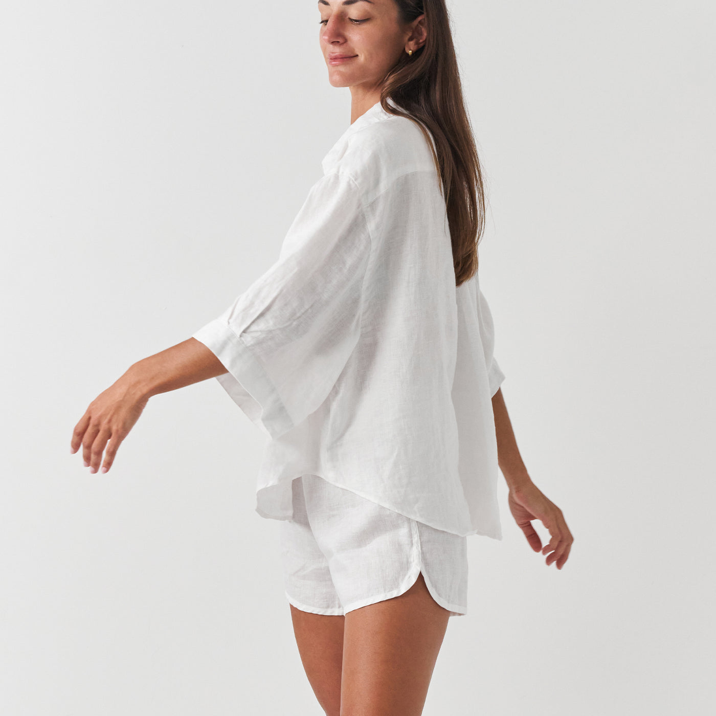 French Flax Linen Relaxed Short in White