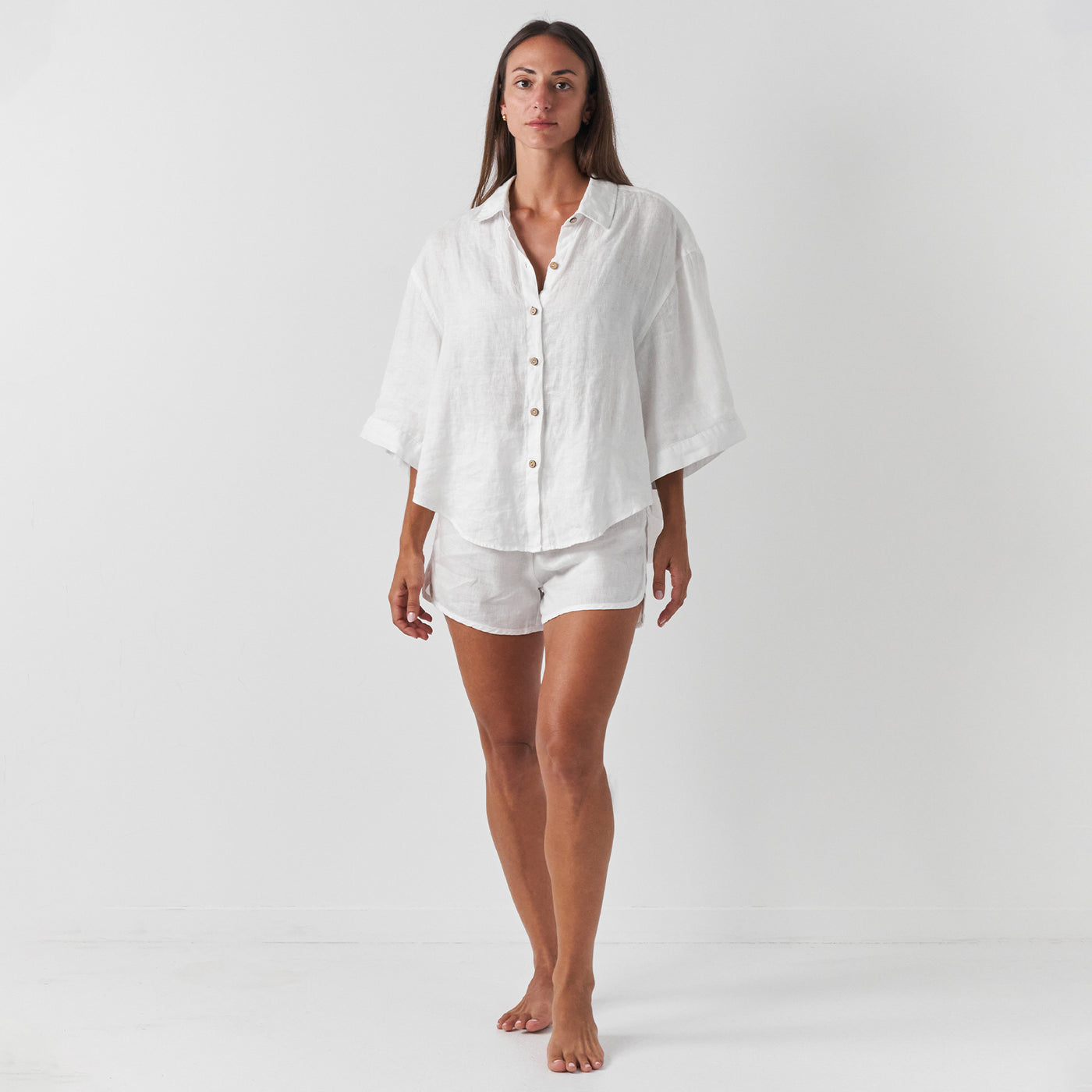 French Flax Linen Relaxed Short in White