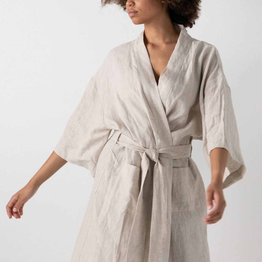French Flax Linen Robe in Natural – I Love Linen