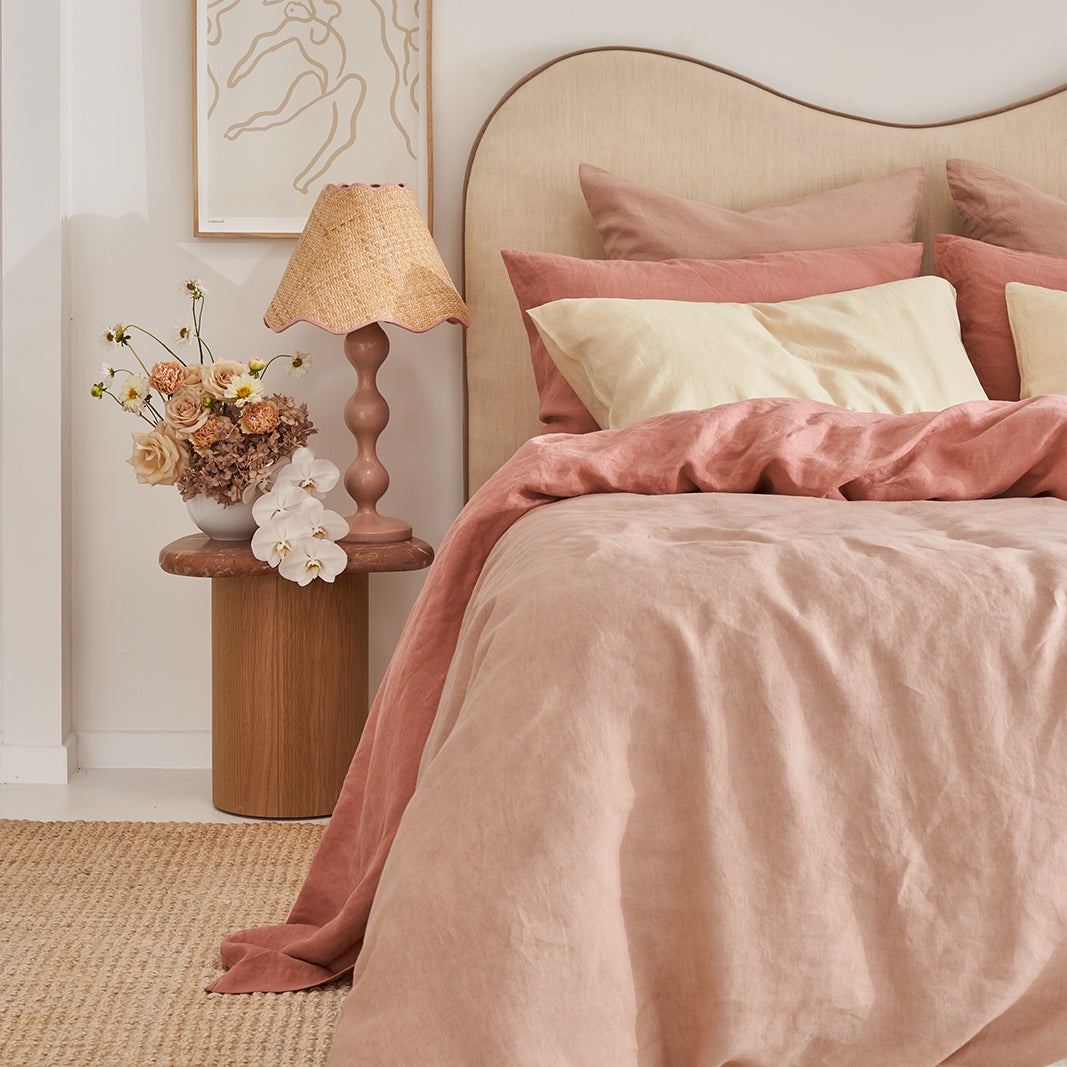 French Flax Linen Flat Sheet in Rosa