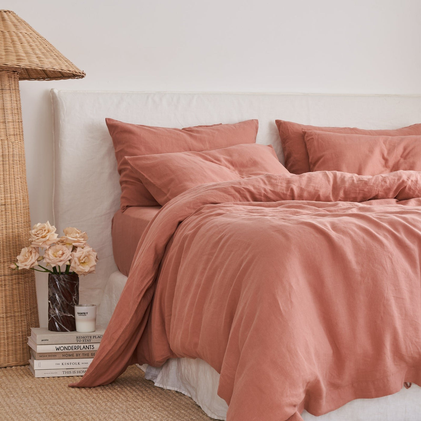 French Flax Linen Pillowcase Set in Rosa