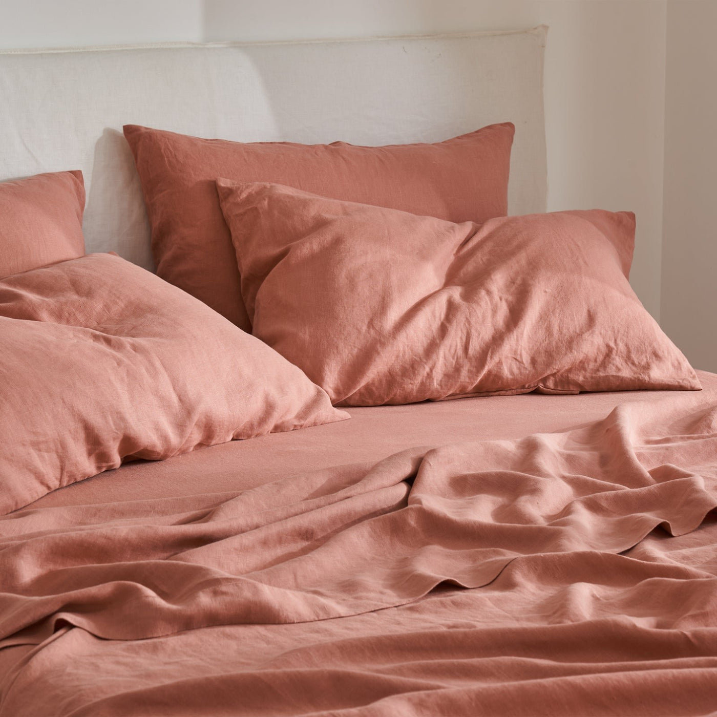 French Flax Linen Flat Sheet in Rosa