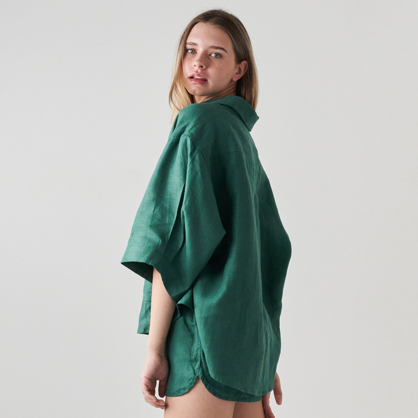 French Flax Linen Ruby Set in Jade