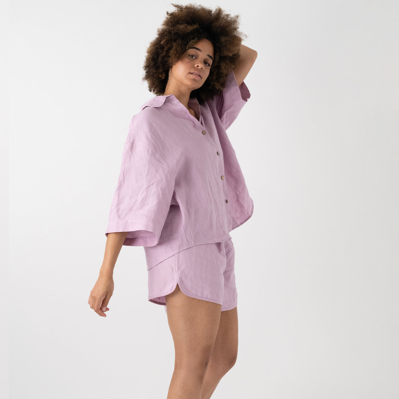 French Flax Linen Ruby Set in Lilac