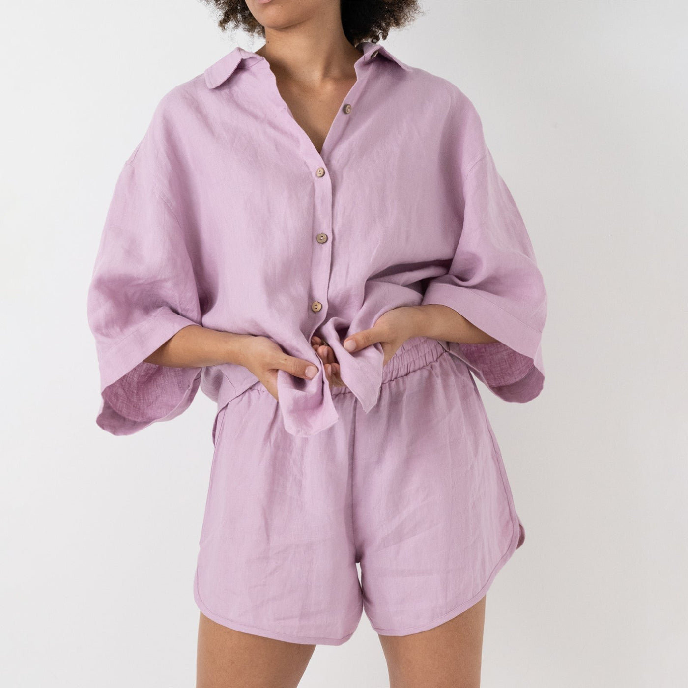 French Flax Linen Ruby Set in Lilac