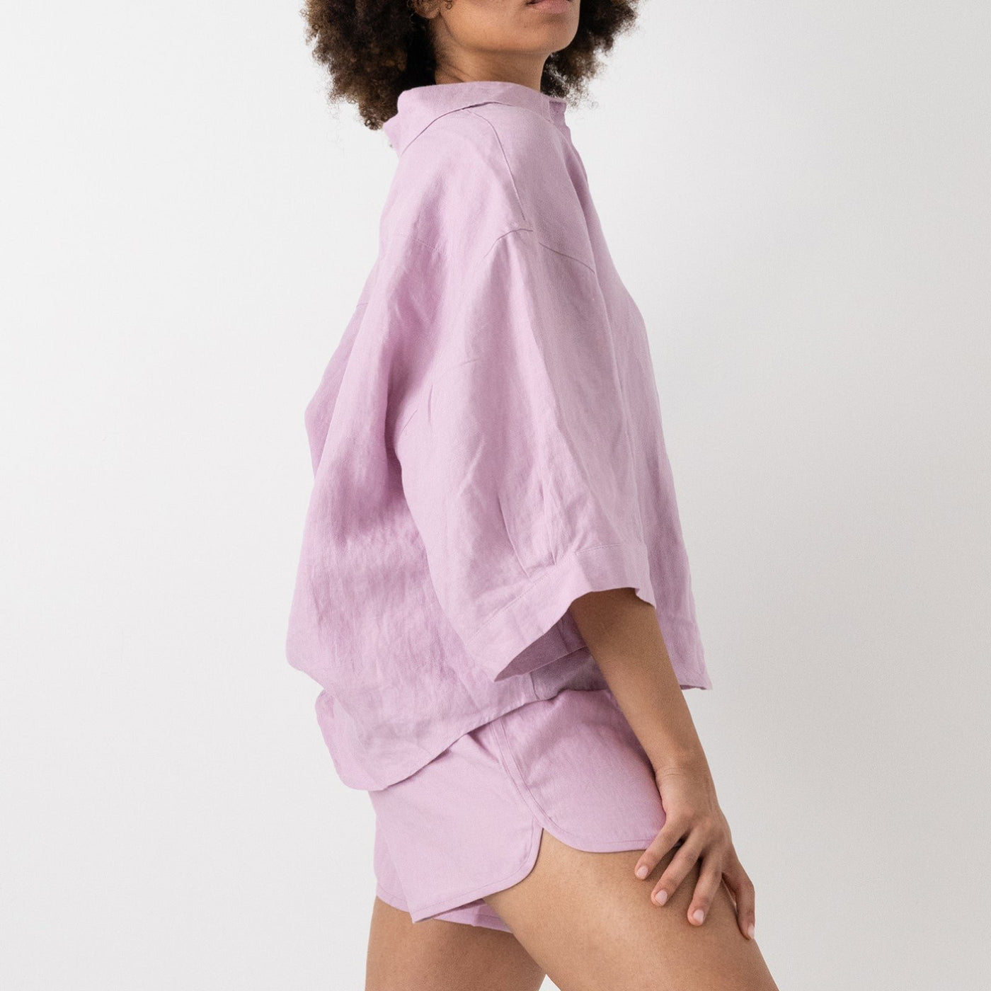French Flax Linen Ruby Set in Lilac