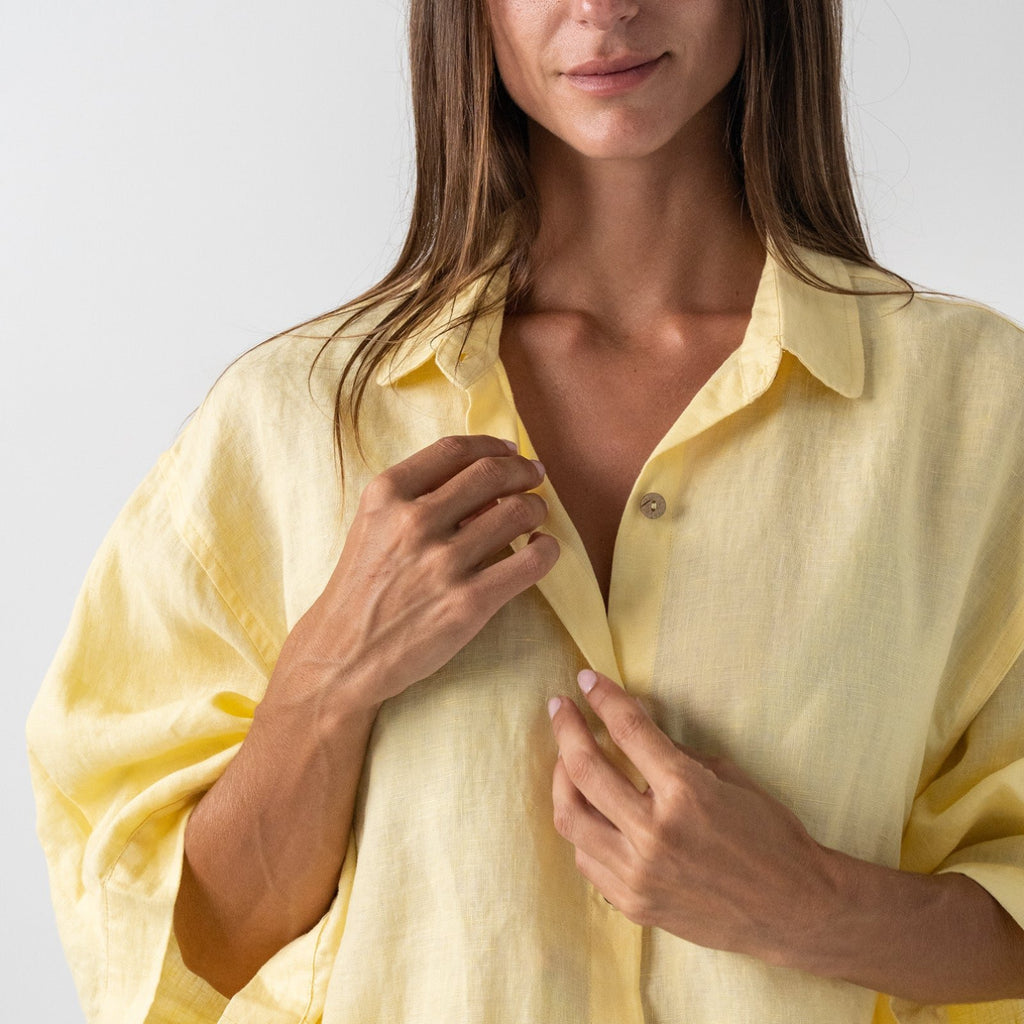 French Flax Linen Ruby Shirt in Daisy – I Love Linen