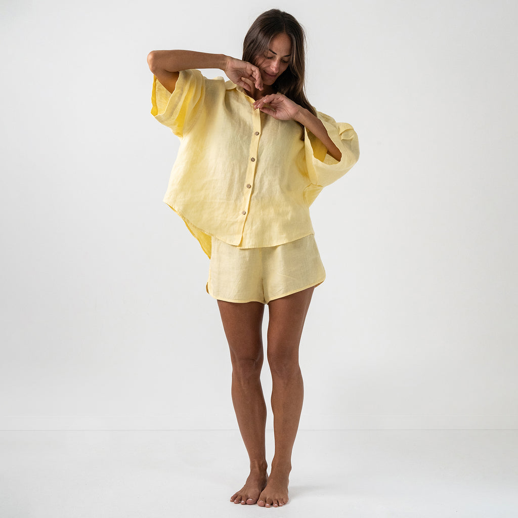 French Flax Linen Ruby Shirt in Daisy – I Love Linen