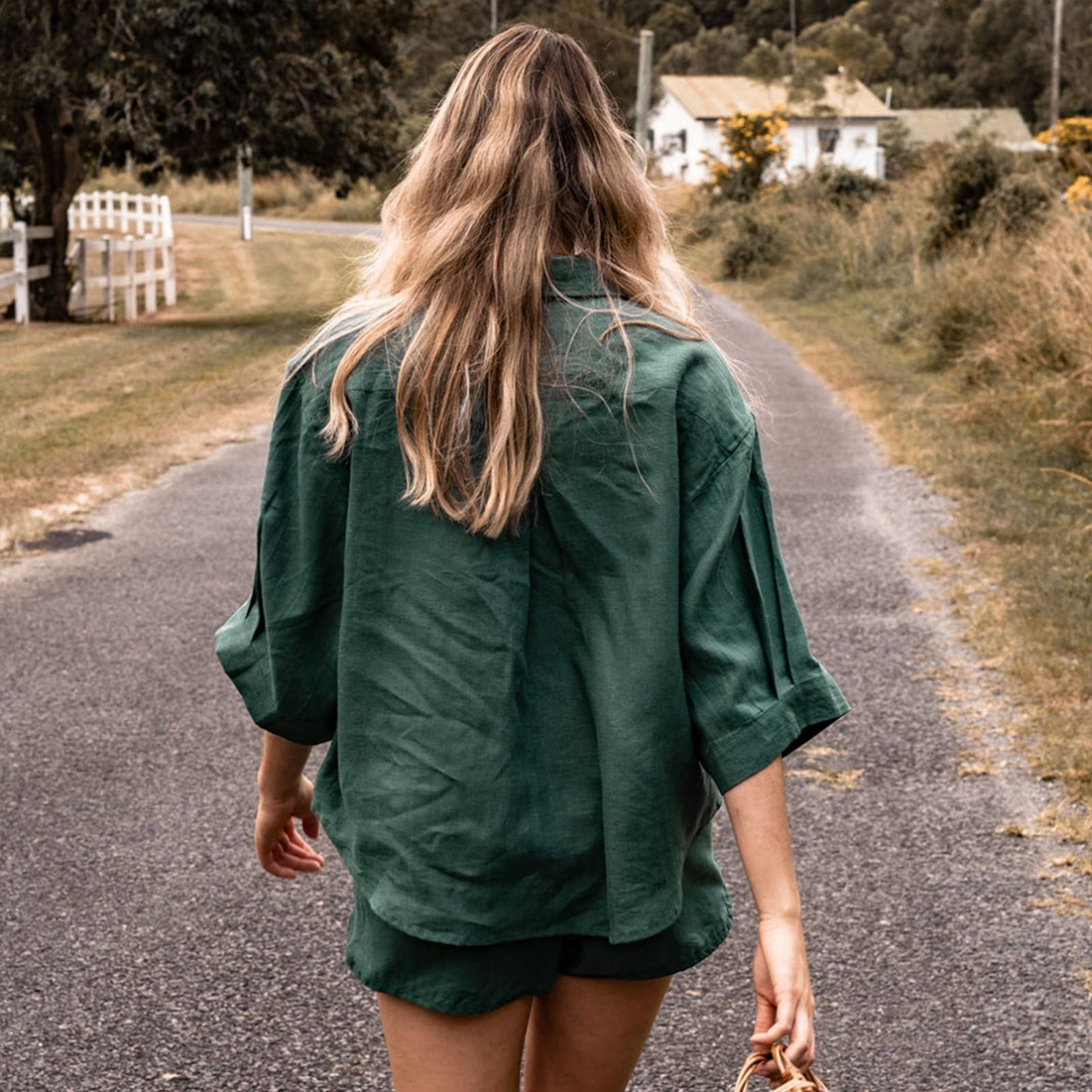 French Flax Linen Ruby Shirt in Jade