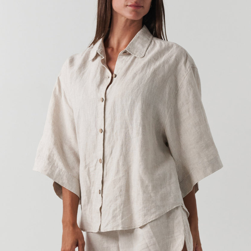 French Flax Linen Ruby Shirt in Natural