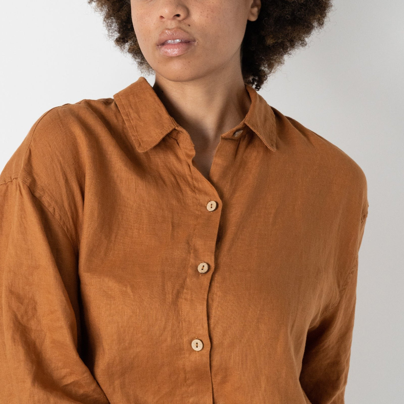 French Flax Linen Ruby Shirt in Ochre