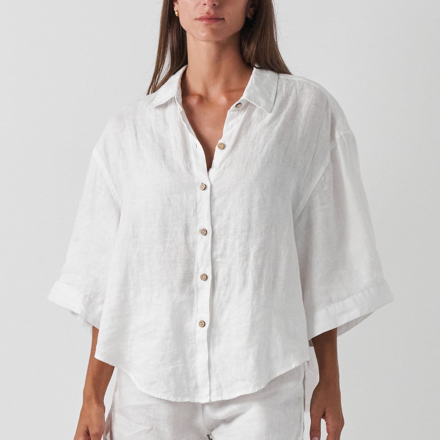 French Flax Linen Ruby Shirt in White