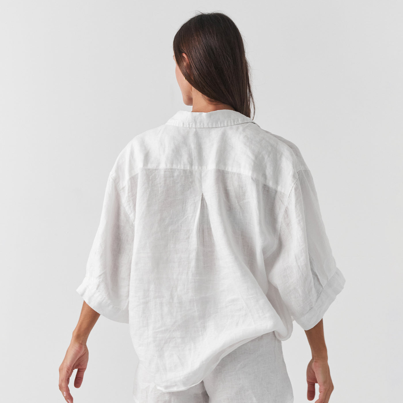 French Flax Linen Ruby Shirt in White