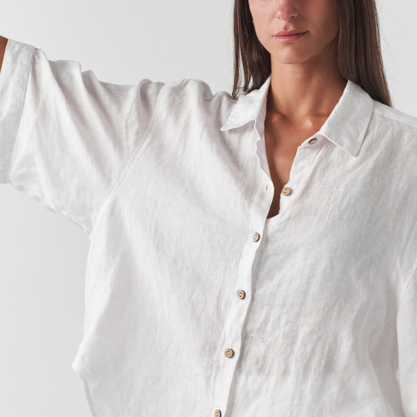 French Flax Linen Ruby Shirt in White