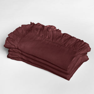 French Flax Linen Ruffles Napkins (Set Of 4) in Cherrywood