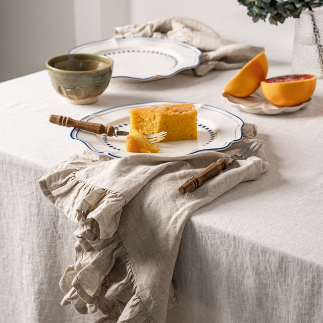 French Flax Linen Ruffles Napkins in Natural