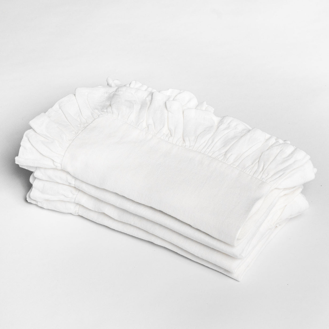 French Flax Linen Ruffles Napkins (Set Of 4) in White