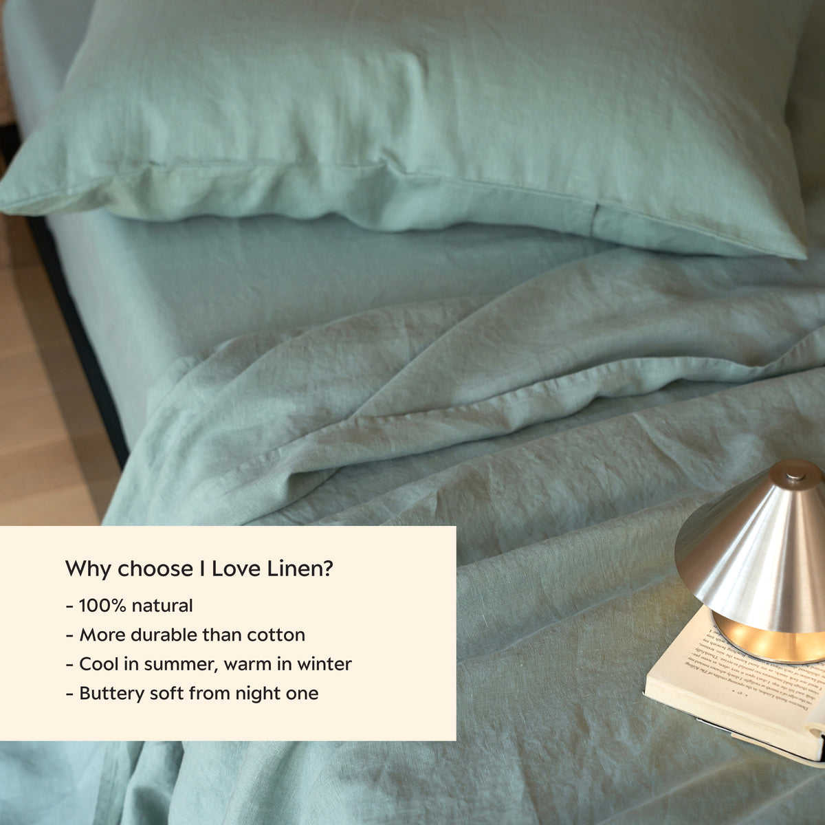 French Flax Linen Sheet Set in Sage