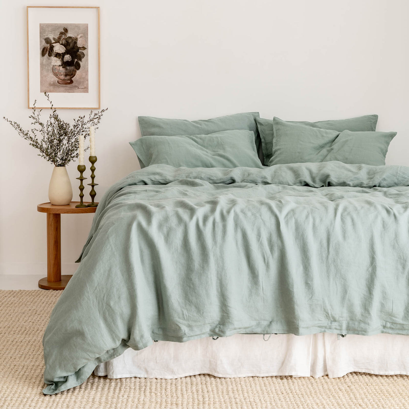 French Flax Linen Quilt Cover in Sage