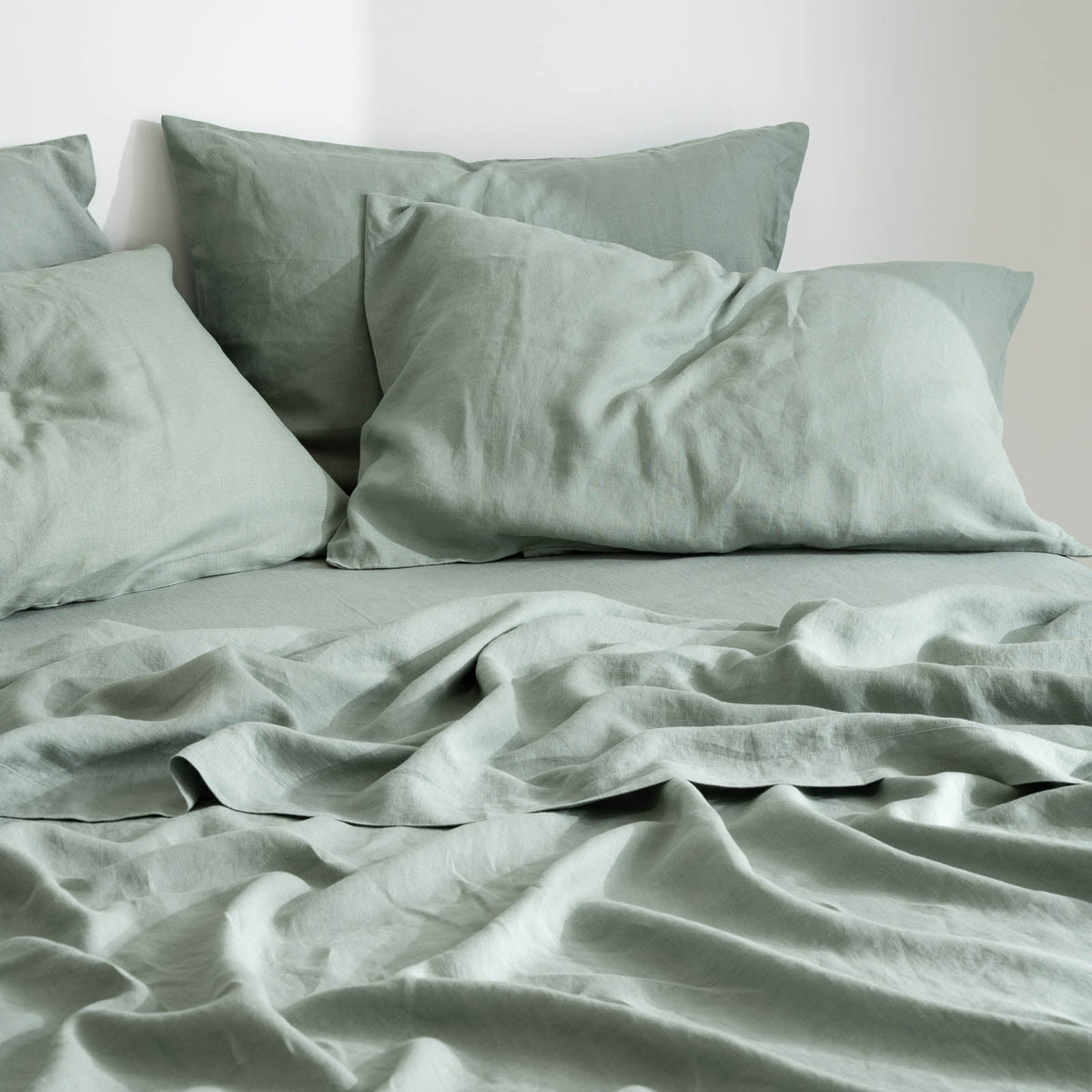French Flax Linen Flat Sheet in Sage