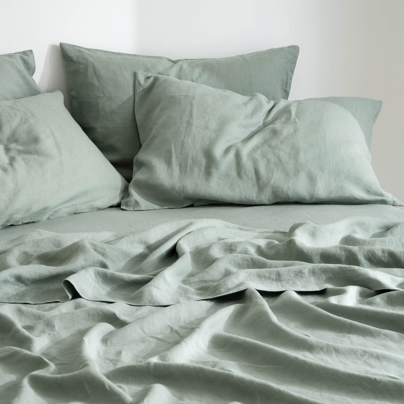 French Flax Linen Flat Sheet in Sage