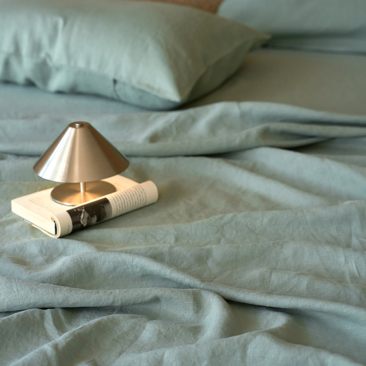 French Flax Linen Sheet Set in Sage