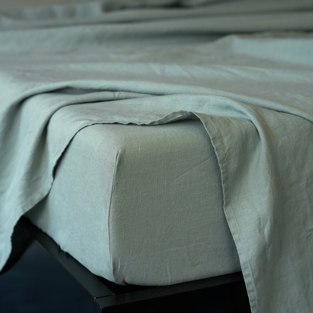 French Flax Linen Sheet Set in Sage