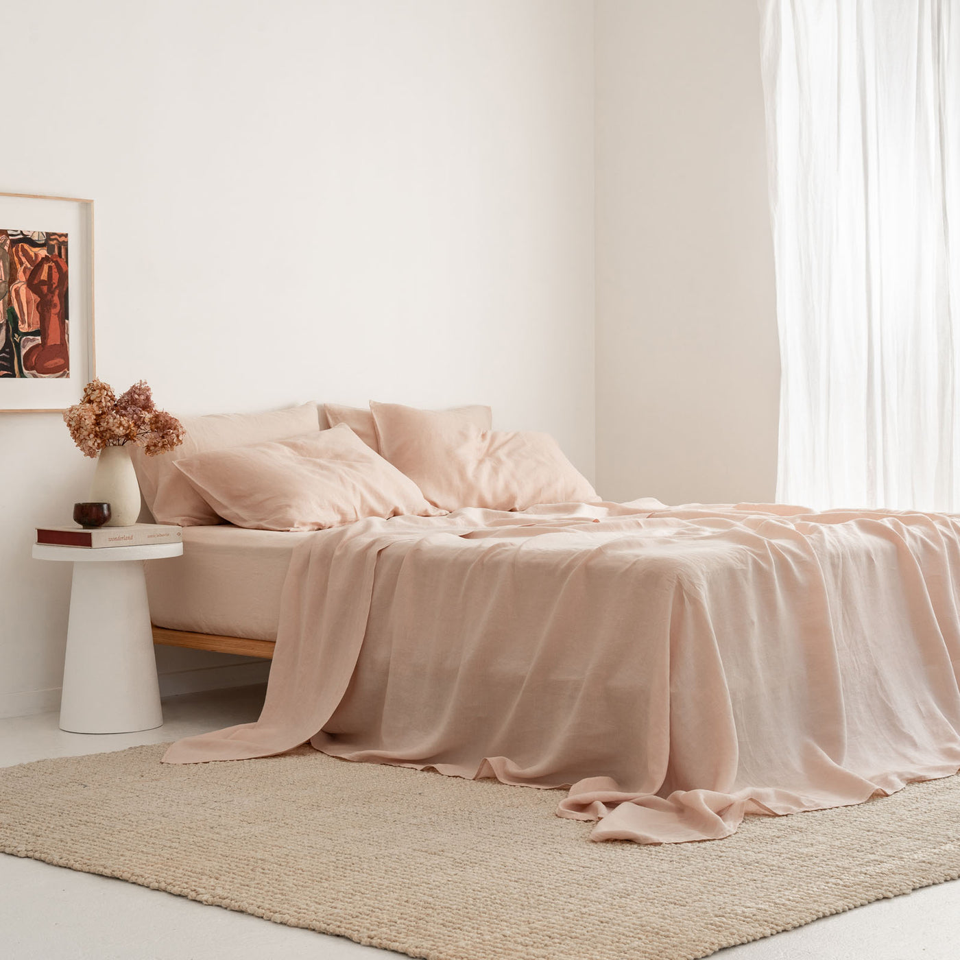 French Flax Linen Sheet Set in Blush