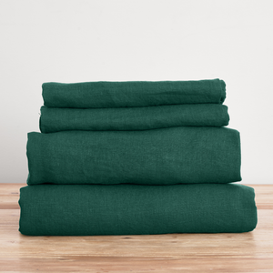 French Flax Linen Sheet Set in Jade