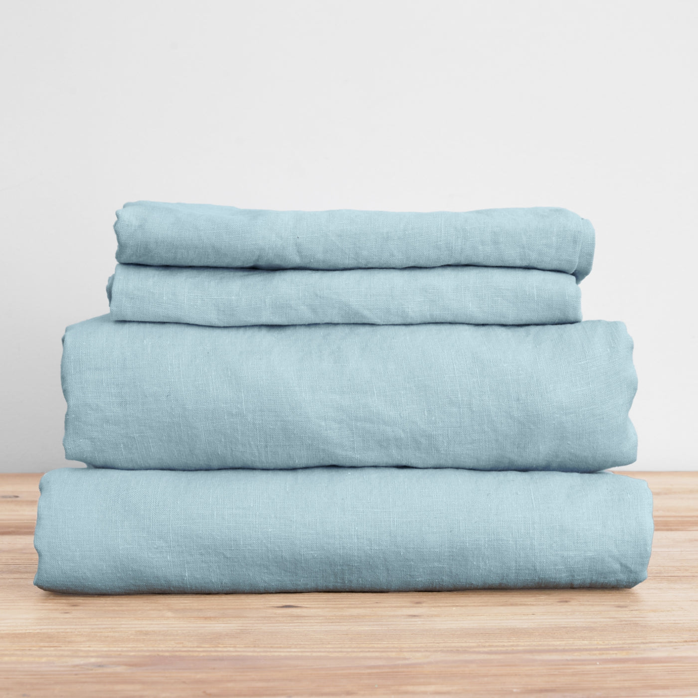 French Flax Linen Sheet Set in Sky Blue