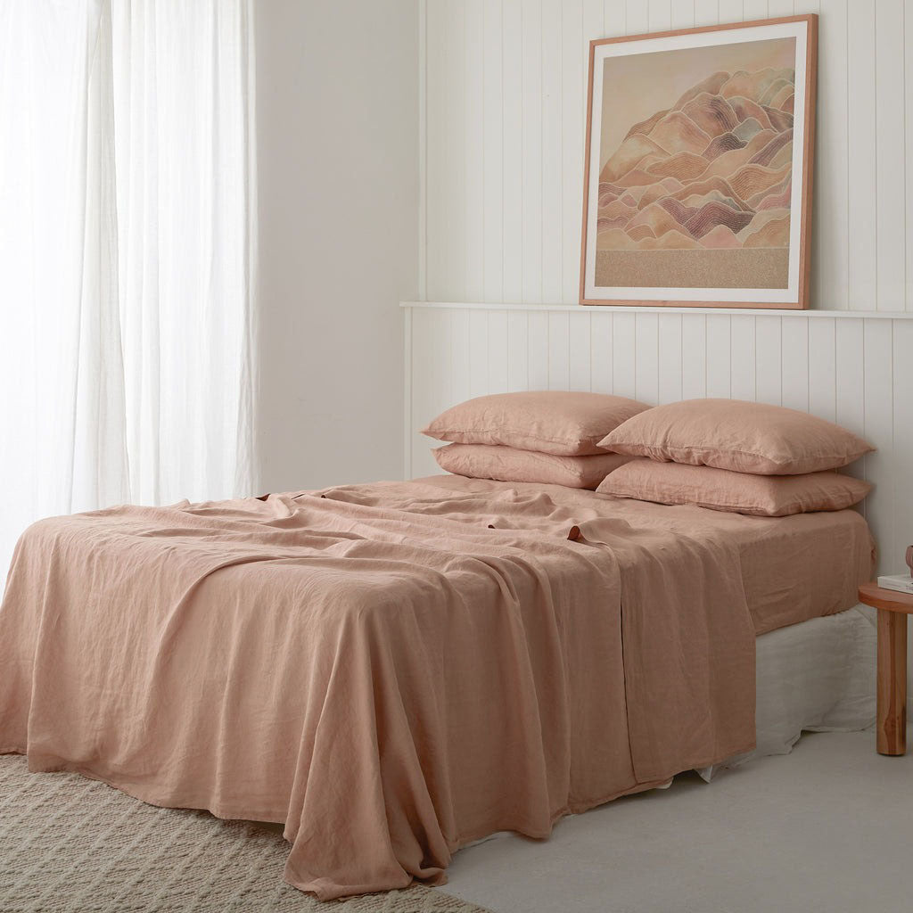 French Flax Linen Sheet Set in Clay