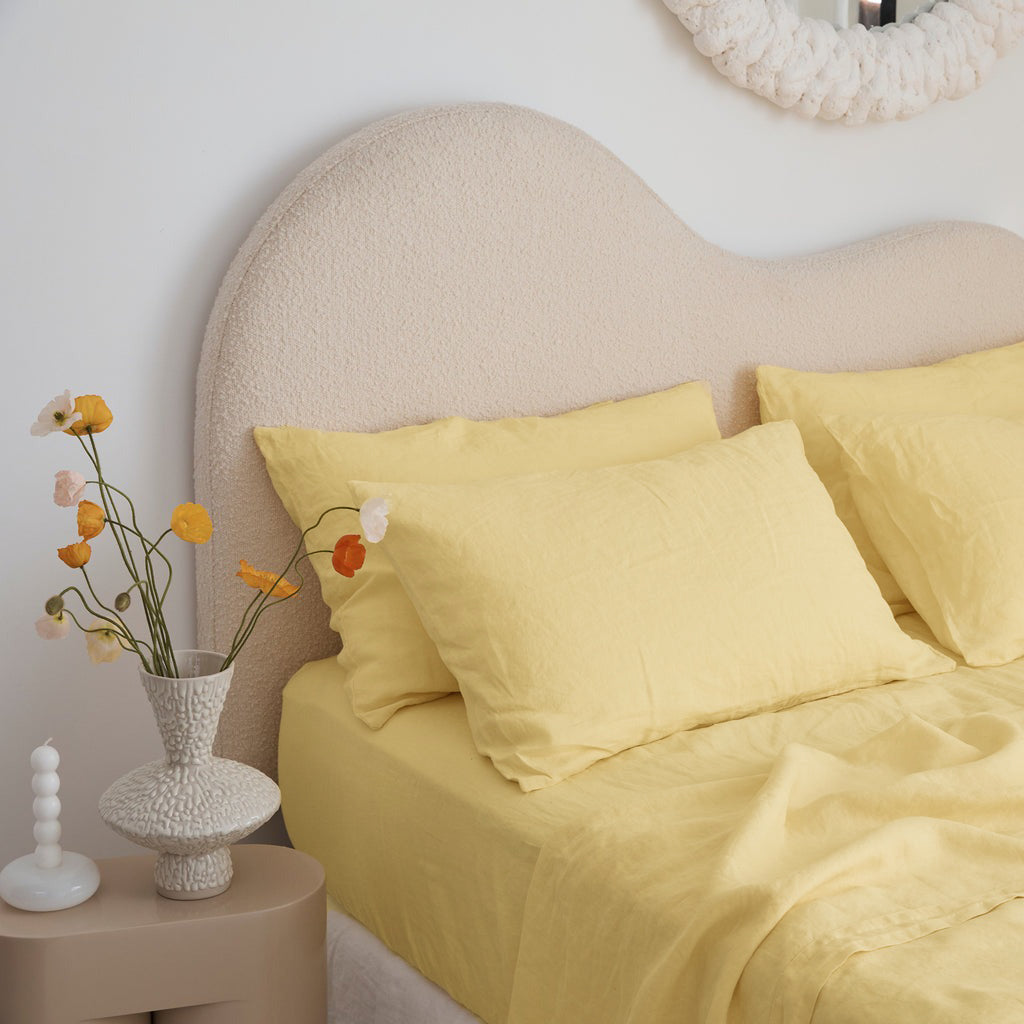 French Flax Linen Fitted Sheet in Daisy
