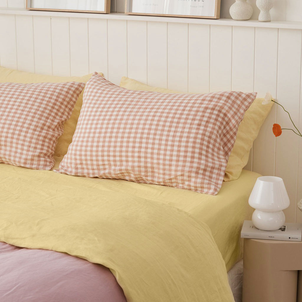 French Flax Linen Flat Sheet in Daisy