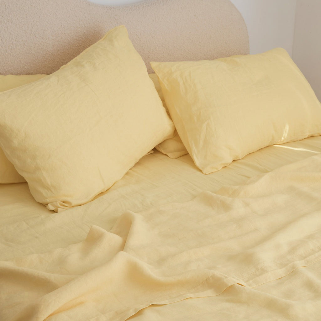 French Flax Linen Sheet Set in Daisy