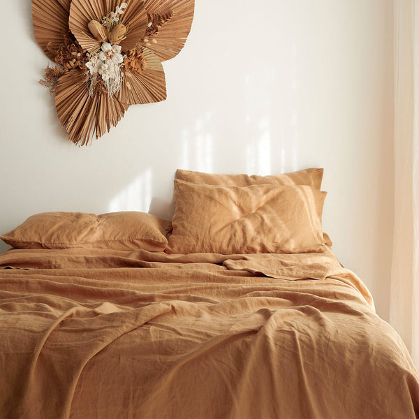 100% French Flax Linen Sheet set- Ginger