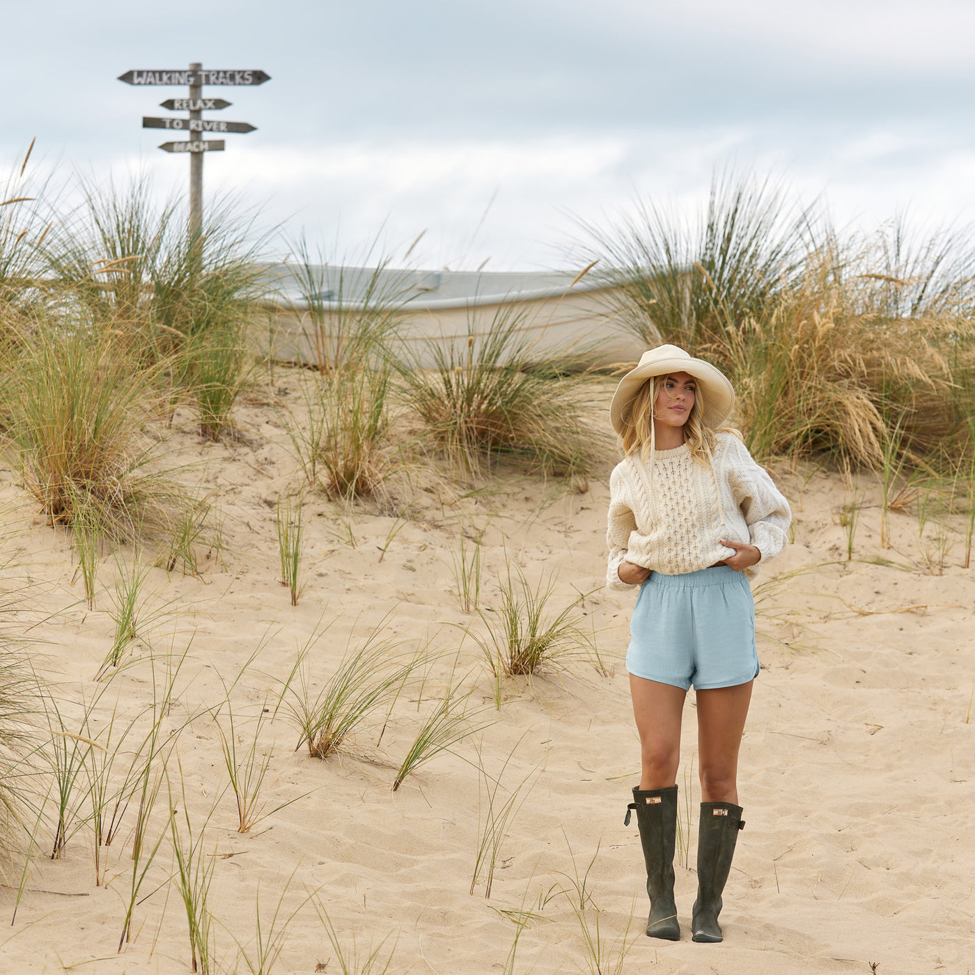 French Flax Linen Relaxed Short in Sky Blue