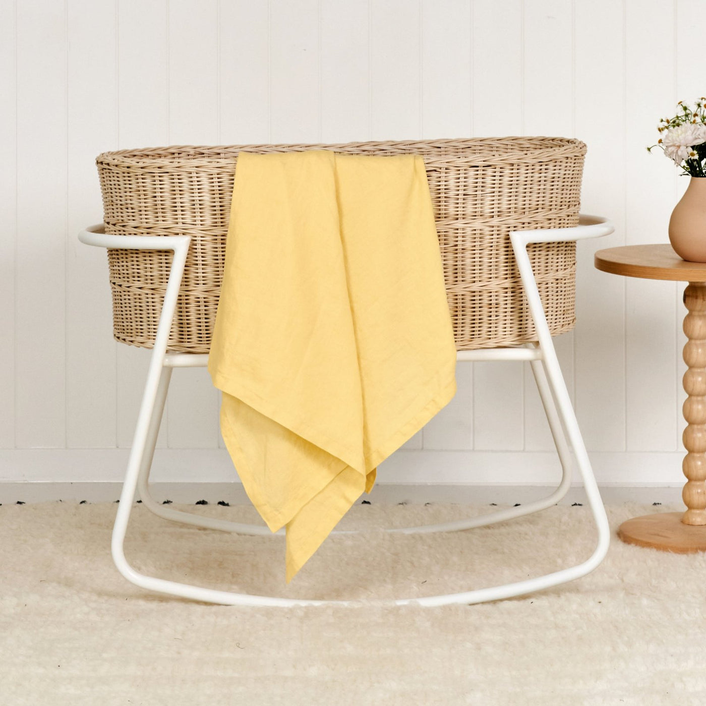 French Flax Linen Swaddle in Daisy