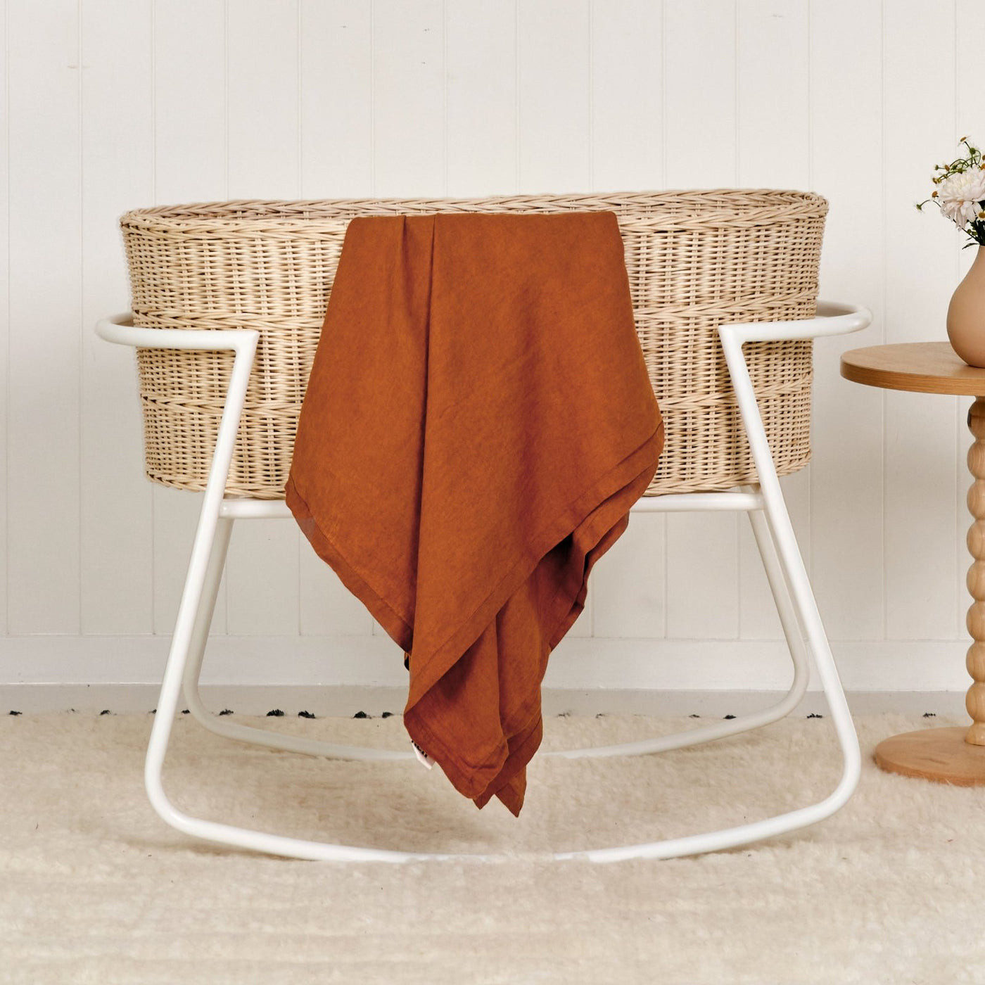 French Flax Linen Swaddle in Ochre